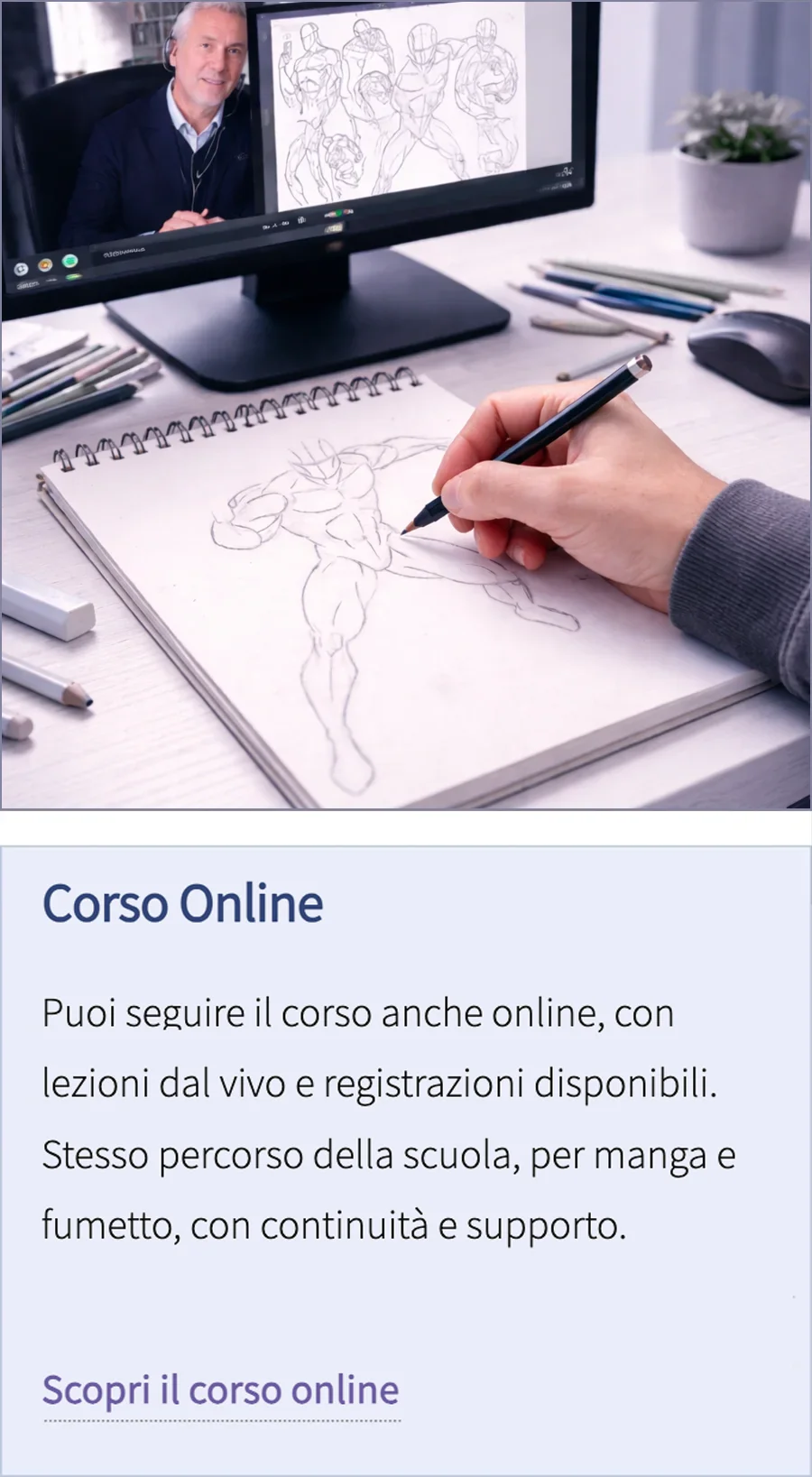 Lezione di disegno seguita online