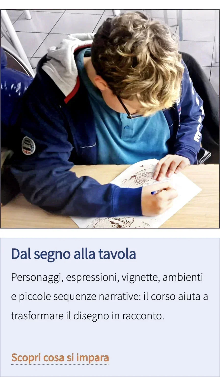 Tavola di fumetto con esercizio di inquadratura e movimento