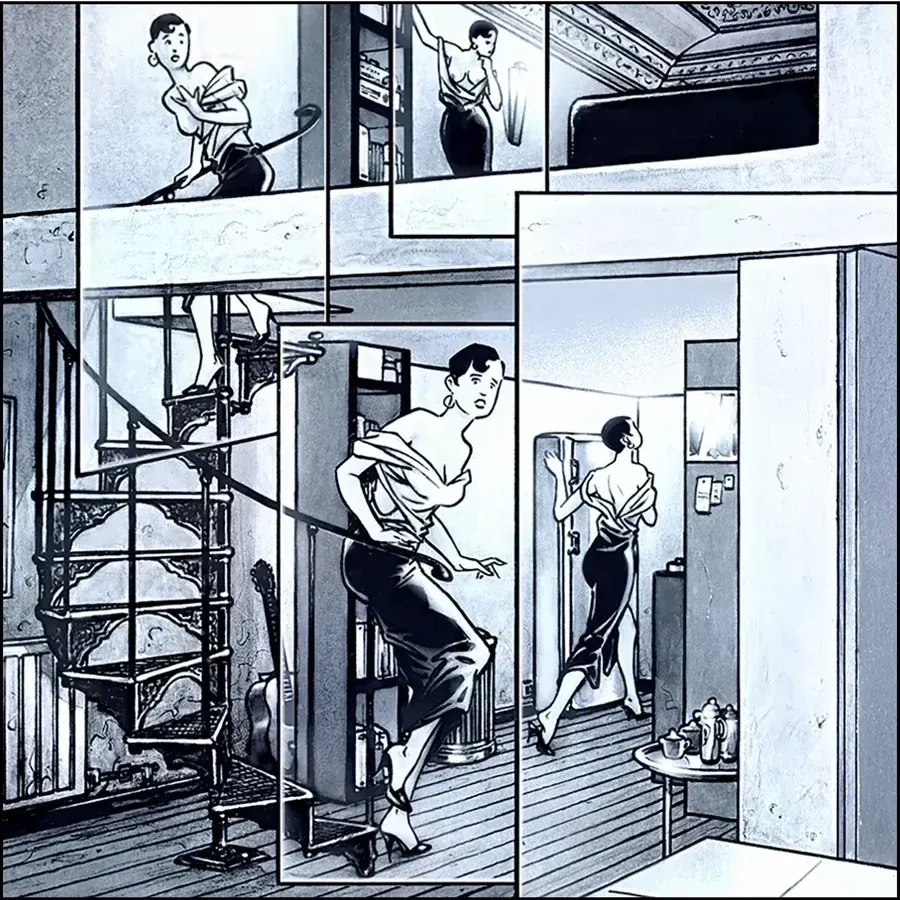 Tavola di fumetto con esercizio di inquadratura e movimento