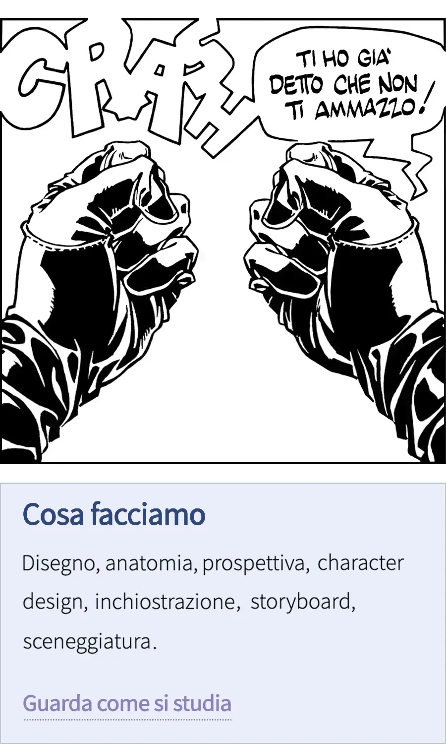 Dettaglio di disegno con studio del segno e dei personaggi