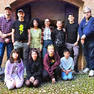 Docenti, troupe e allievi della scuola durante il workshop – Alessandria 2025