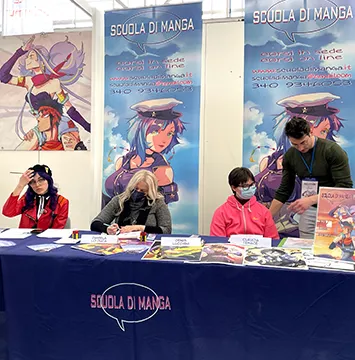 Nerdshow, stand della scuola con allievi e docenti che disegnano – Bologna 2026